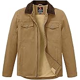 Rdruko Men's Winter Workwear Jackets, Sherpa Detroit Barn Trucker Fleece Jacket 5 Pockets Full Zip Heavy Warm Cotton Coats