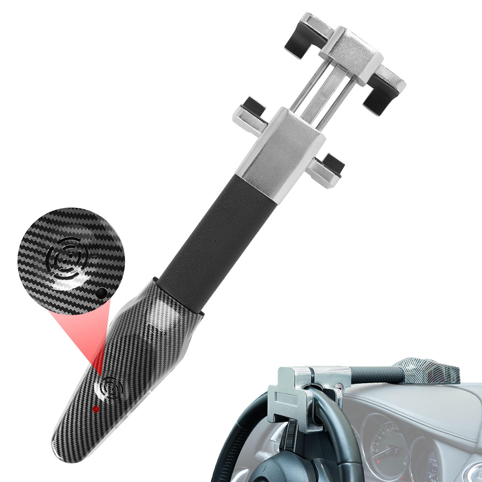 Photo 1 of Blogole Steering Wheel Lock with Alarm, Heavy Duty Car Anti Theft Lock Device, Compatible with Vehicle, Truck, SUV, Van, Pickup