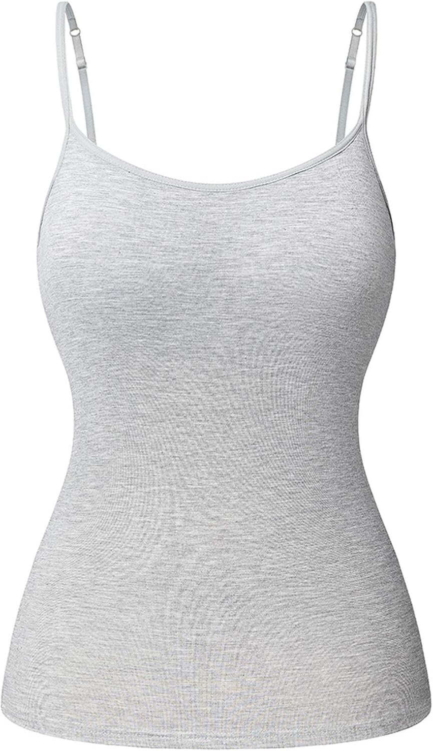 Damen Shapewear Tops Baumwolle Camisole mit RegalBH Verstellbarer Spaghettiträger Tank Top Cami
