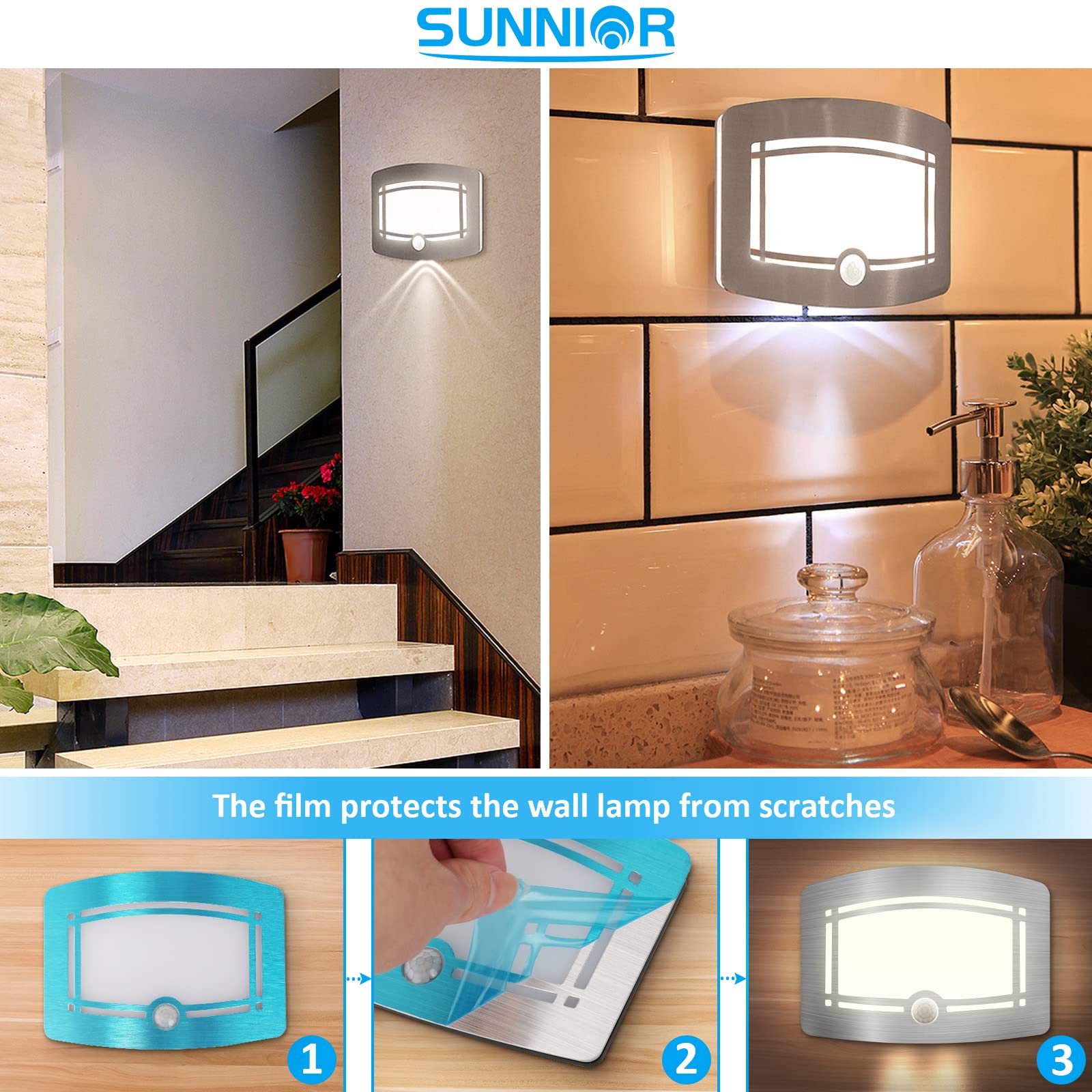 Mua Motion Sensor Wall Lamps Battery Operated Wall Sconce Dimmable Wall ...