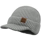 Clakllie Winter Visor Beanie Stretchy Cable Knitted Hats Stylish Skullcap Cold Weather Ski Snow Caps Cadet Newsboy Cap