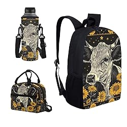 Glomenade Cute Cow Sunflowers Pattern Backpack for