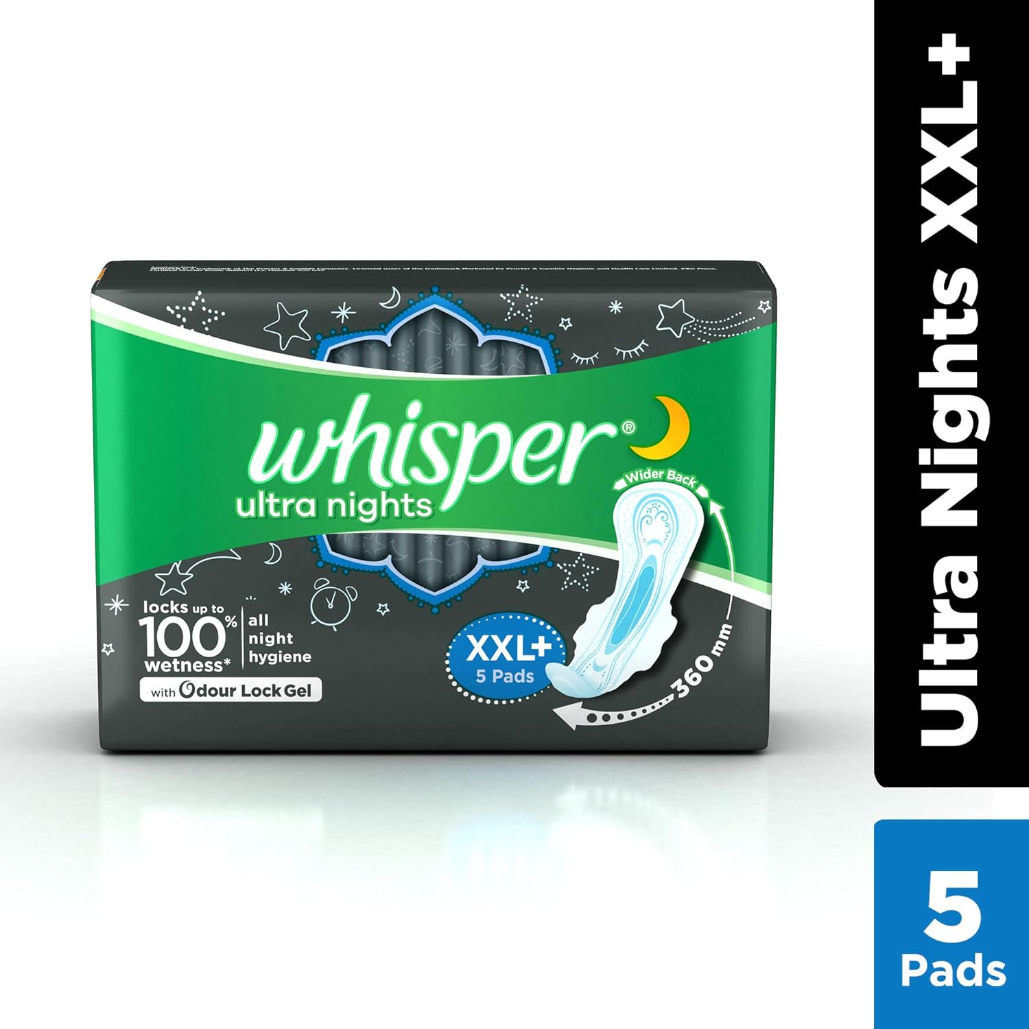 Buy Whisper Ultra Nights 5 Pieces (XXL Plus) Sanitary pads for women