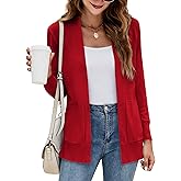 Yousify Womens Cardigan Sweater Long Sleeve Open Front Knit Cardigan Sweater with Pockets