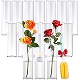 16Pcs Glass Cylinder Bud Vases for Centerpieces,7.7 In Tall Clear Flower Vases in Bulk,Glass Small Vases Floating Candle Hold