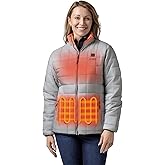 ORORO Women's Lightweight Quilted Heated Jacket with Heated Collar and Battery, Heated Quilted Jacket Coat