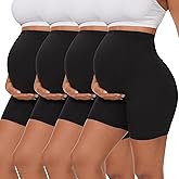 Dalavch 3/4 Pack Women's Maternity Yoga Shorts Over The Belly Pregnancy Biker Workout Active Athletic Pregnant Shorts 5”