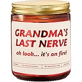 Grandma's Last Nerve Vanilla Lavender Scented Candle - Funny Birthday Gift for Grandma | Gag Present Idea from Grandkids Granddaughter Grandson forBirthday, Christmas, Mother's Day for Grandmother