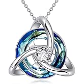 AOBOCO 925 Sterling Silver Celtic Knot Triquetra Trinity Knot Pendant Necklace Birthday Irish Jewelry Gifts for Women (Gift Box)