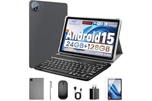 10 Inch Tablet, Android 15 Tablet with 24GB RAM + 128GB ROM (1TB Expandable), Octa-Core, 1280x800 IPS HD Touchscreen, 5MP+8MP