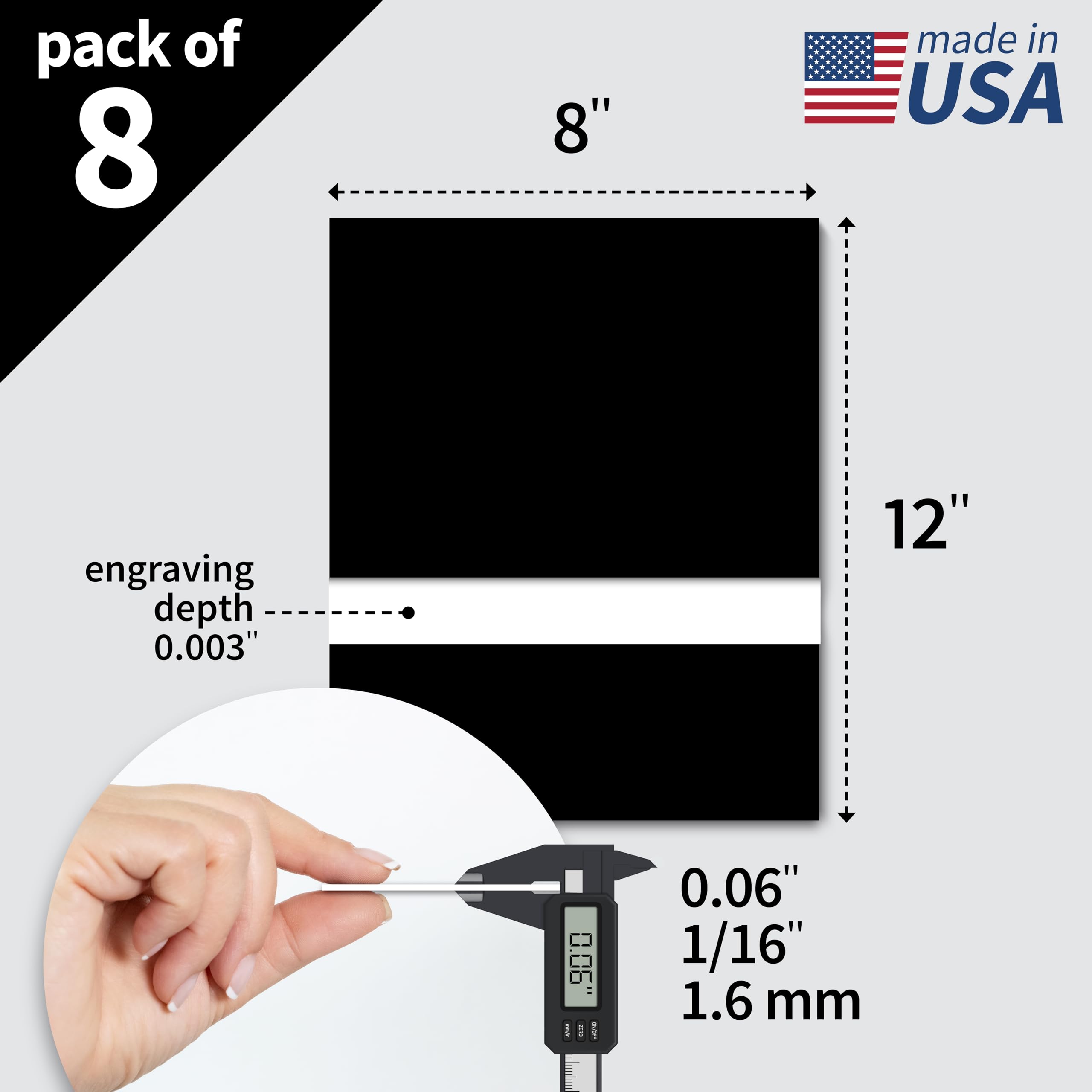 Trotec TroLase | 12"x12"x1/16", 8 Pcs | Black/White