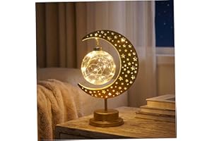 Ramadan Lights, Hollow Iron Star Moon Light with Balls, Warm LED Night Light for Eid, Ramadan Decor for Table and Room Decor,