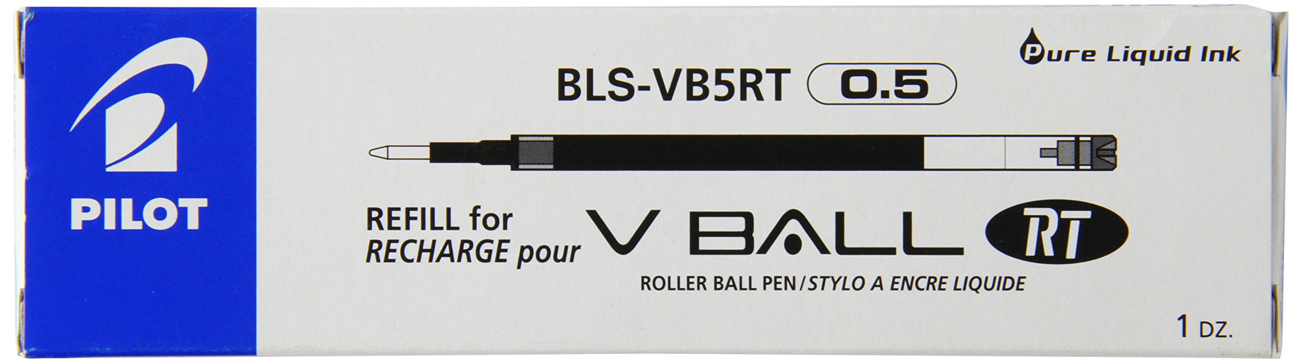 Pilot Refills for Vball 5 Retractable Liquid Ink 0.5 mm (Box of 12) - Blue