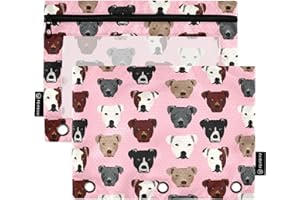 CBBYY Pitbull Heads Pencil Pouches for 3 Ring Binder,2 Pack 3 Ring Binder Pencil Case With Zipper Reinforced Grommets,Pencil Bags for Office Organizers