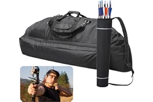JOYIBAY 45.3*17.7Inch Compound Bow Case & Arrow Quiver, Multi-Pocket Bow Carry Bag for Archery Accessories, Protective Bow Carrying Case with Cushion Layer, Portable with Adjustable Shoulder Strap Back Straps Handles