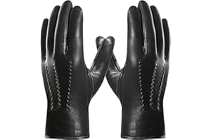 Harssidanzar Leather Gloves for Men,Winter Sheepskin Driving Riding Gloves Cashmere Lined