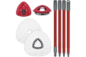 YUUNAIE Mop Replacement for Ocedar, Mop for O Cedar, Replacement Mop for O Cedar Spin Mop Contains 4-Section Mop Handle 2 Mop Replace Head 1 Mop Base 1 Scrubber Mop Head for O-Cedar Spin Mop