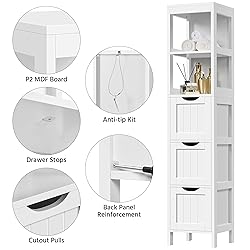 Yaheetech Bathroom Tall Cabinet, Slim Storage