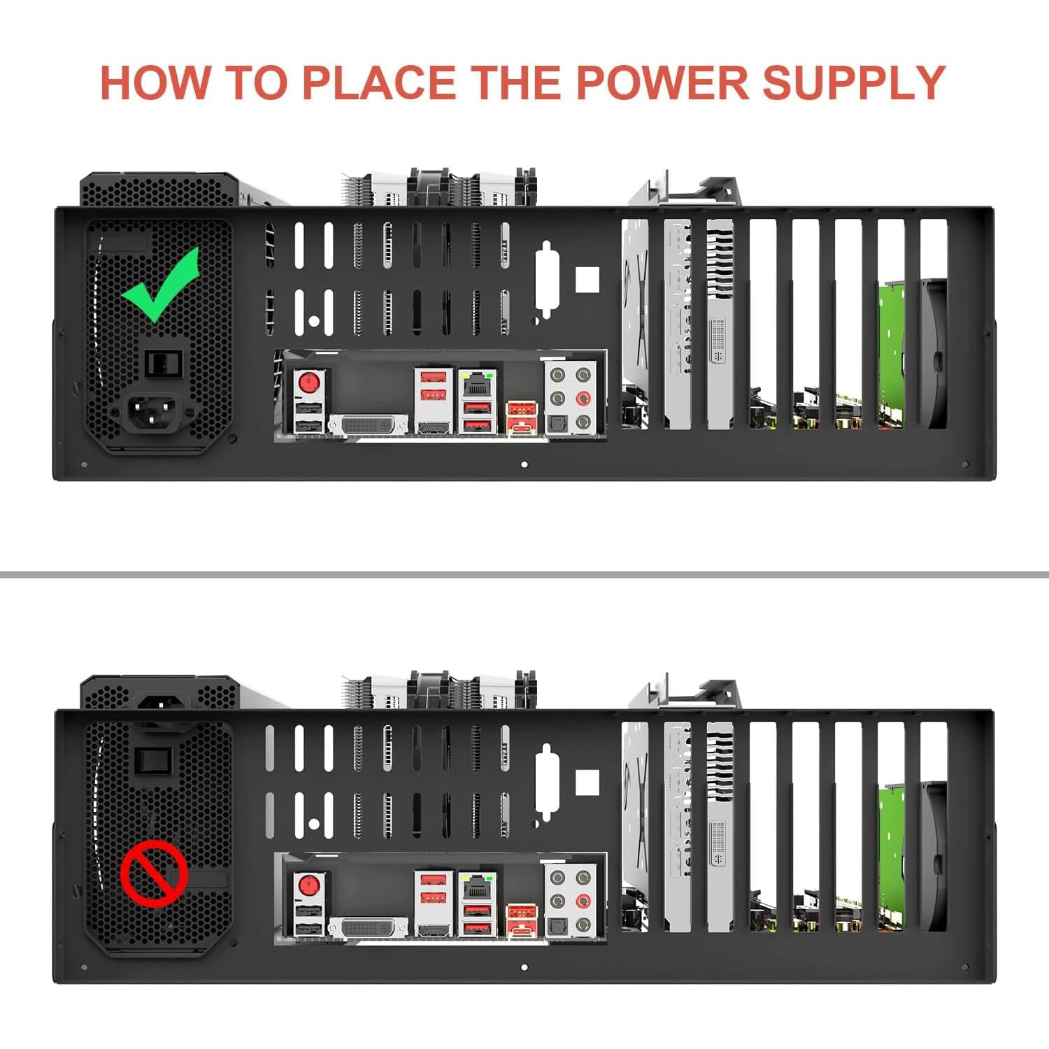 DIY Gaming Computer Case - ATX/M-ATX/ITX Motherboard Compatible, Open Chassis Rack, Mid Tower, Widely Body Heat Dissipation Design, Test Bench