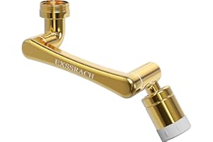 EXSSRACH 1440° Rotating Faucet Extender, Brass Multifunctional 1080°+ 360° Swivel Extension Robotic Arm Sink Aerator for Kitchen/Bathroom, 2 Water Outlet Modes, Gold