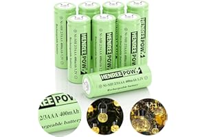Henreepow 2/3AAA Solar Battery, 2/3AAA 400mAh Rechargeable Battery, 2/3AAA 1.2V Low Self-Discharge Rechargeable Battery 8 Pack for Outdoor Solar Lights (Not AAA Size Batteries)