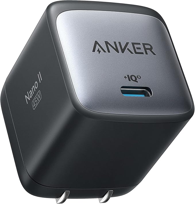 Anker Nano II 45W (PD 充電器 USB-C)【独自技術Anker GaN II採用/PD対応/PPS規格対応/PSE技術基準適合/折りたたみ式プラグ】MacBook PD対応Windows PC iPad iPhone Galaxy Android スマートフォン ノートPC 各種 その他機器対応 (ブラック)
