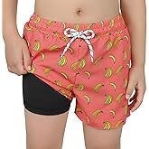 Boys Swim Trunks with Boxer Brief Liner Swim Shorts Compression Liner Youth Anti Trunks