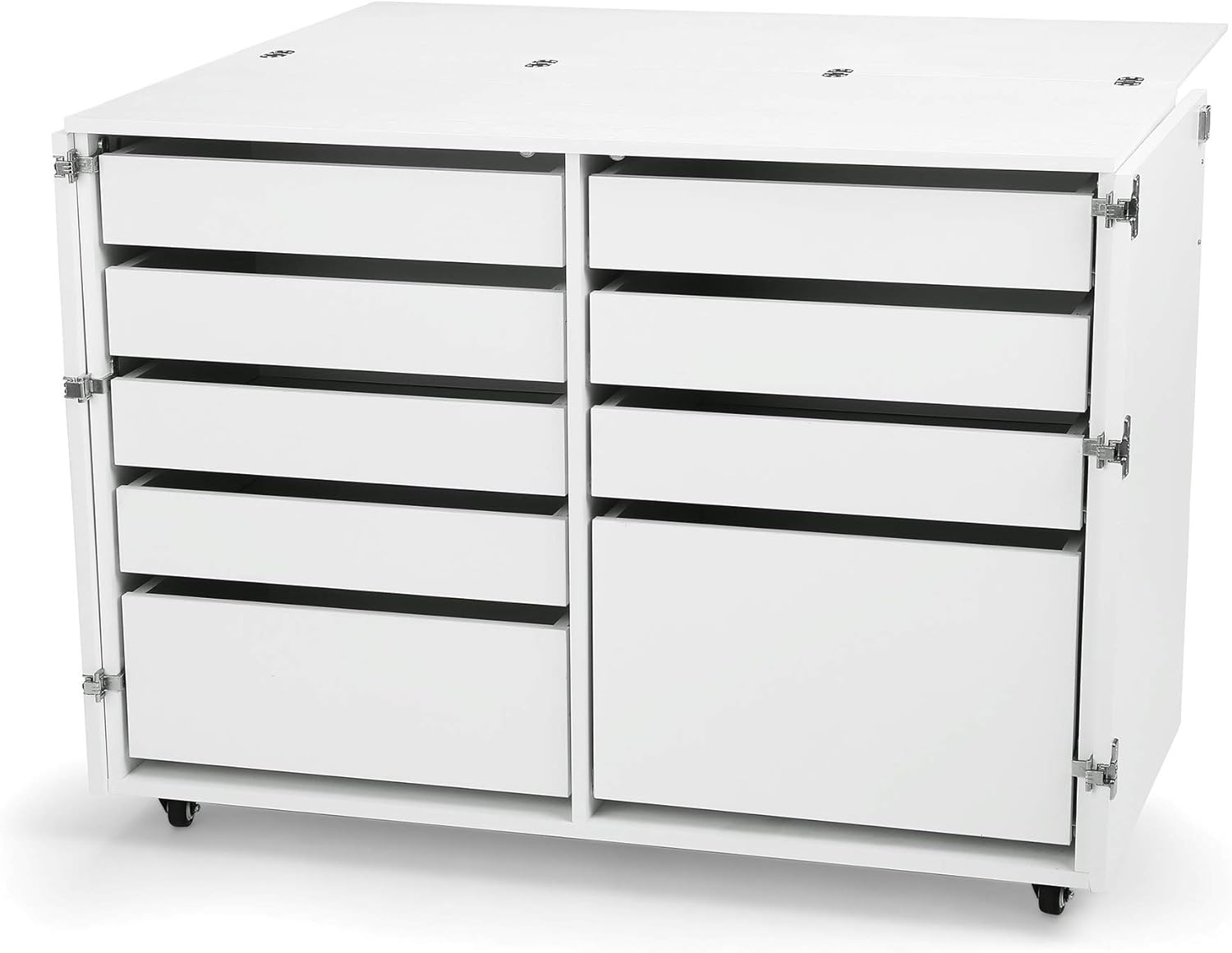 Arrow K7911 Dingo II Kangaroo 9 Drawer Storage Cabinet for Sewing and Crafts, Portable with Wheels, White Ash Finish