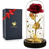 Valentines Rose Gifts for Her Birthday Gifts for Women Valentines Flower Galaxy Glass Rose with 2 Light Modes Forever Eternal Colorful Gold Foil Rose in Glass Dome,Anniversary Valentines Women Gifts