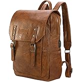 Montana West × Wrangler Backpack for Women Men Stylish Backpack Purse for Work Business Unisex Brown Vegan Leather Backpack
