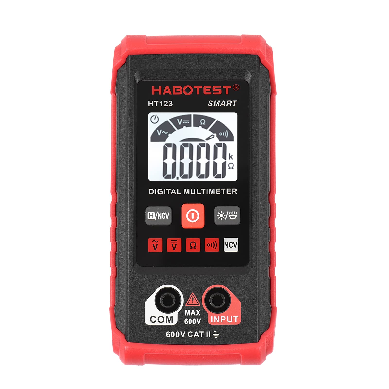 JINGFENG HT123 Digital Multimeter Auto Range Multi-meter 2,000 Counts True RMS Measuring AC/DC Voltage Resistance NCV Test with LCD Backlight Flashlight Data Hold