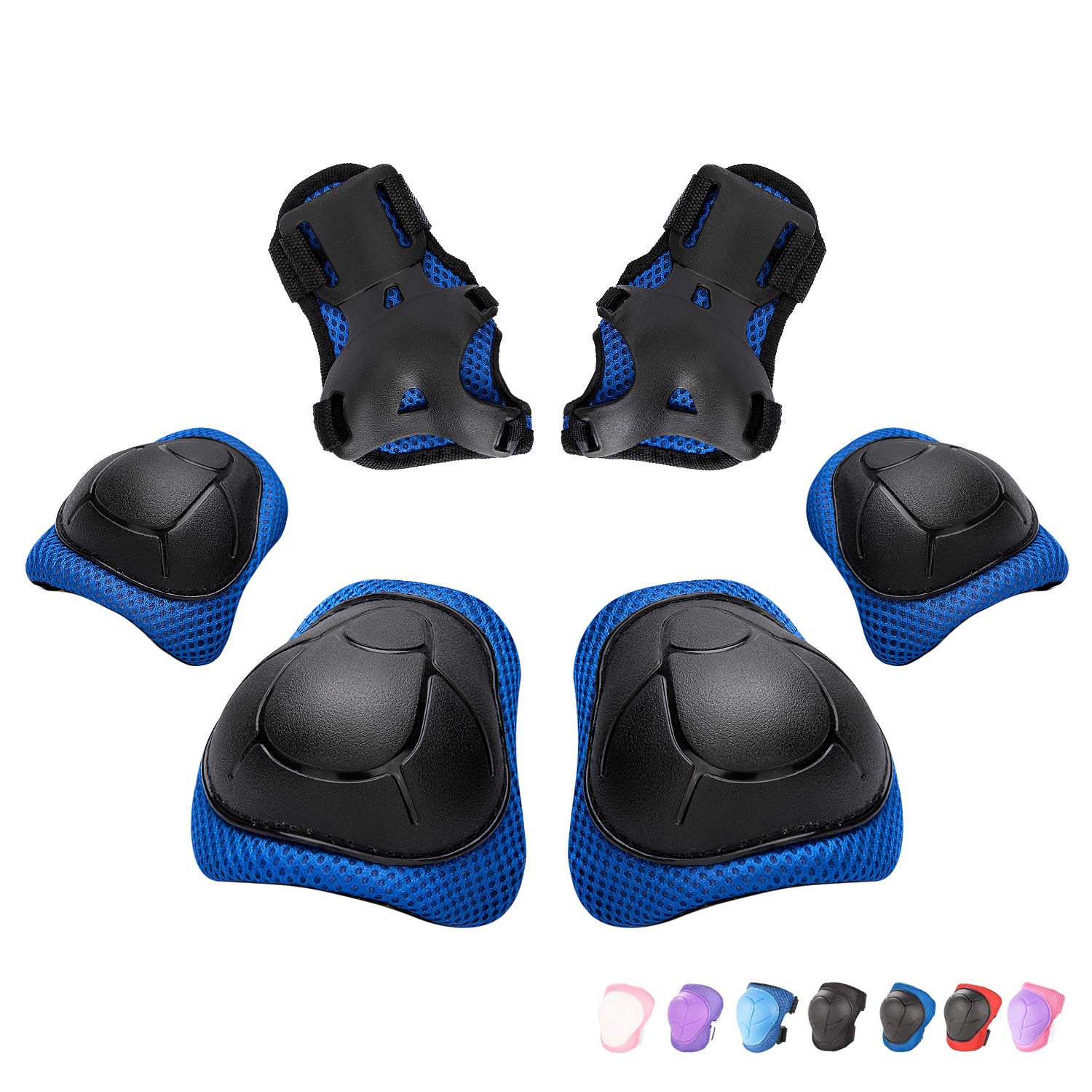 Kids/Youth Knee Pads Elbow Pads Wrist Guards 3 in 1 Protective Gear Set for Child Roller Skates, Cycling, Inline Skating, Scooter Skateboard, BMX Bike, Riding, and Multiple Outdoor Sports