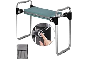 Endynino New Generation Foldable Garden Kneeler and Seat Garden Bench Heavy Duty Lightweight Garden Stool with 2 Tool Bags Pouches Foam Kneeling Pad Gardening,Green