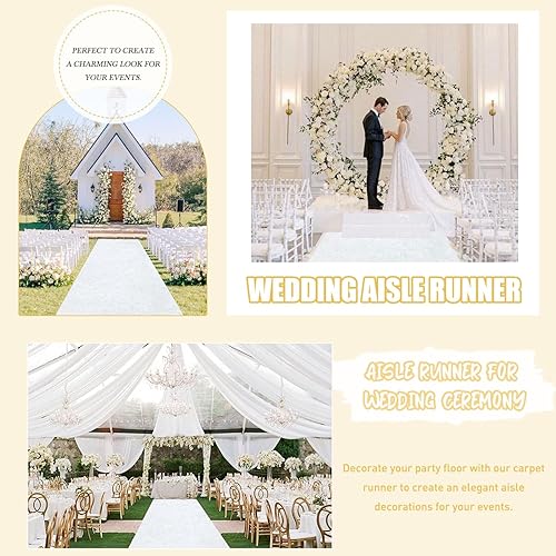 FUHSY White Aisle Runner Carpet Runner for Party 5x20 FT Velvet