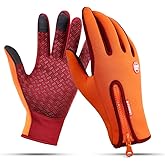 Ytuomzi Winter Gloves Touch Screen Warm Gloves Cold Weather Windproof Cycling Driving Riding Bike Telefingers Thermal Gloves Non-Slip Silicone Gel Adjustable Full Finger Mittens