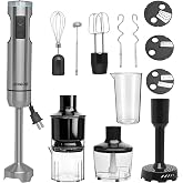 Handheld Immersion Blender Bundle, 1000W Powerful 12-in-1 Set for Smoothies,Orange Juicer,Minced meat,Milk frother,Egg Beater, Dough Hook, Vegetable Chopper, Potato Masher
