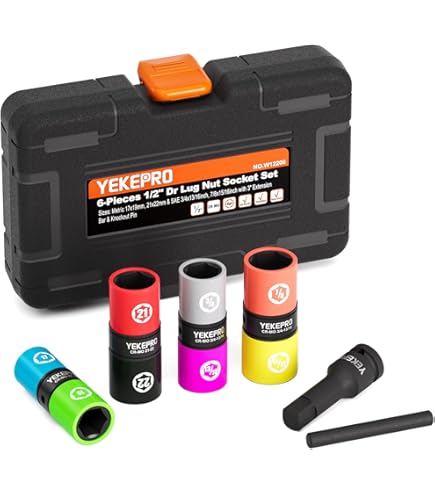 YEKEPRO 1/2-Inch Drive 19mm x 21mm Flip Lug Nut Socket, 1PC