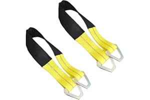 WSSROGY 2 Pack 24" x 2"Axle Tie Down Straps with Protective Sleeves & D Rings, Heavy Duty Car Axle Straps 6000 Lb. Capacity 9000 Breaking Strength for Securing Car Transport Hauler Tow Truck
