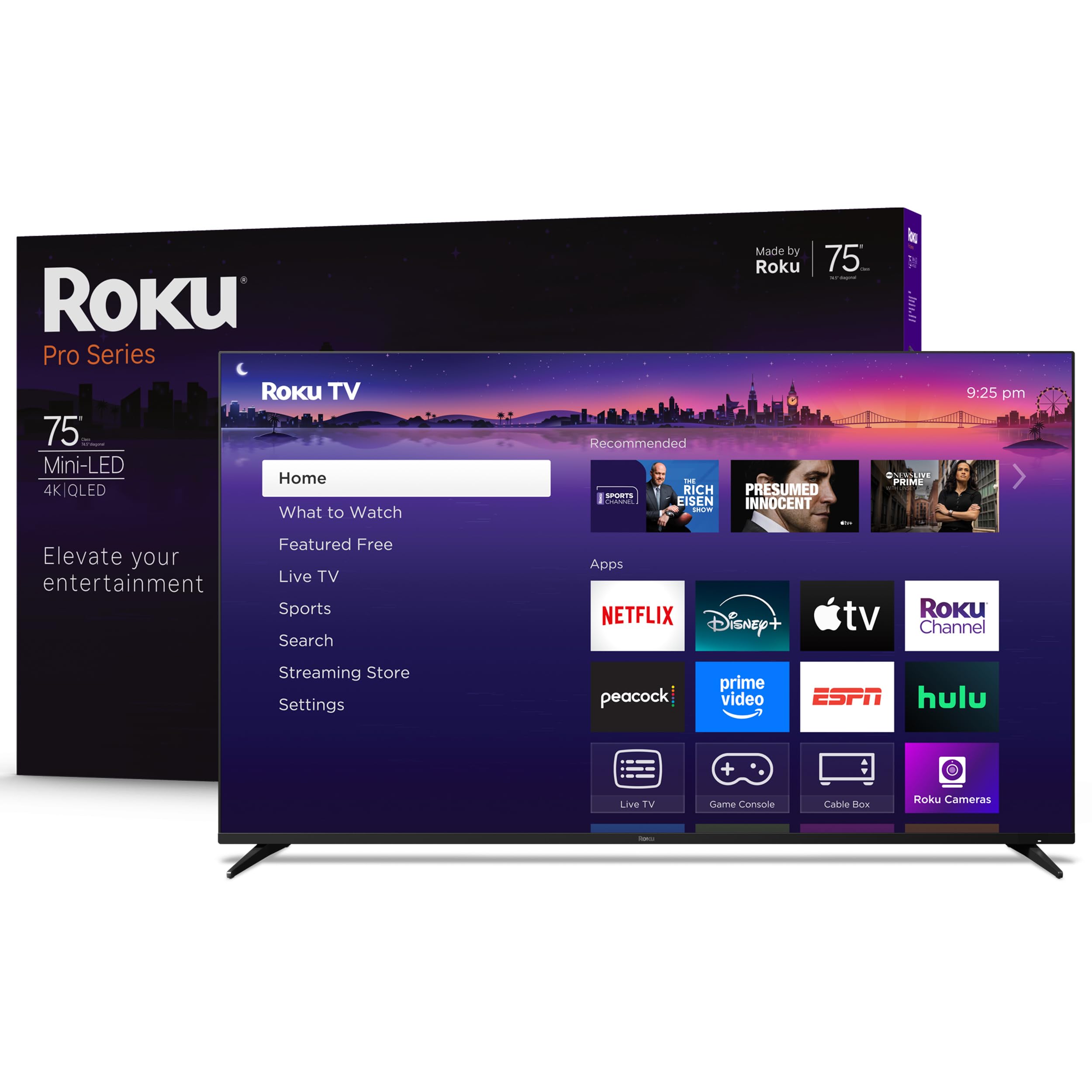 Photo 1 of ****BROKEN TELEVISION PARTS ONLY**** Roku Smart TV 2025 – 75-Inch Pro Series, Mini-LED TV – RokuTV with Backlit Voice Remote Pro – Flat Screen 4K QLED Television with 120Hz Refresh Rate & Dolby Vision IQ, Live News, Sports, Entertainment