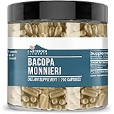 Earthborn Elements Bacopa Monnieri 200 Capsules, Pure & Undiluted, No Additives