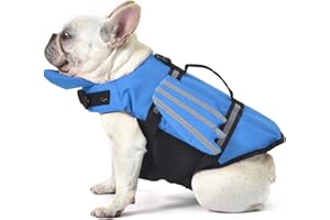 Petglad Dog Life Jacket, Wings Dog Life Vest with Chin Float Rescue Handle for Small Medium Large Dogs, Adjustable High Visibility Flotation Pet Safety Swim Vest for Swimming Boating (Blue, XS)