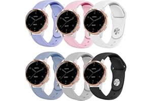 GALSOR 6 Pack Silicone Watch Bands for Garmin Vivoactive 4S / Venu 3S / Venu 2S/ Vivomove 3S, Soft Sport 18mm Quick Release Waterproof Replacement Wristband Strap for Garmin Forerunner 255s/265s