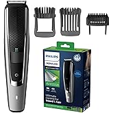 Philips Norelco Beard Trimmer and Hair Clipper Series 5500, Effortless Precision with 40 Adjustable Length Settings, Skin-Friendly Blades, Fully Washable Design, Cordless Power, No Blade Oil Needed