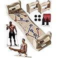 Foldable Push Up Board with Resistance Bands- Eco-Friendly Wooden Multi-Functional Portable Push Up Bar for Fitness, Professional Strength Training Equipment for Men & Women at Home Gym