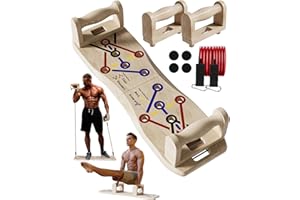 NONOGO Foldable Push Up Board with Resistance Bands- Eco-Friendly Wooden Multi-Functional Portable Push Up Bar for Fitness, Professional Strength Training Equipment for Men & Women at Home Gym