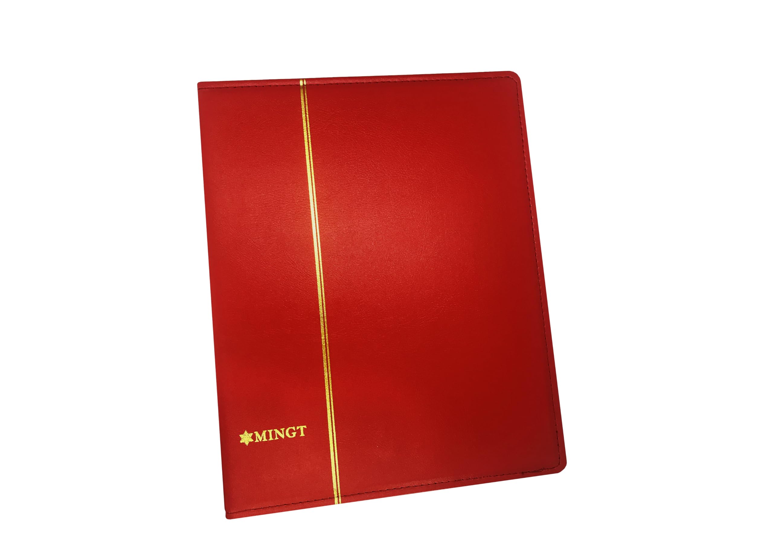 PCCB MINGT 4-Rings Binder PU Leather Collection Album Cover For Banknote Stamp Paper Money Coin Collecting And Supplies (Red)