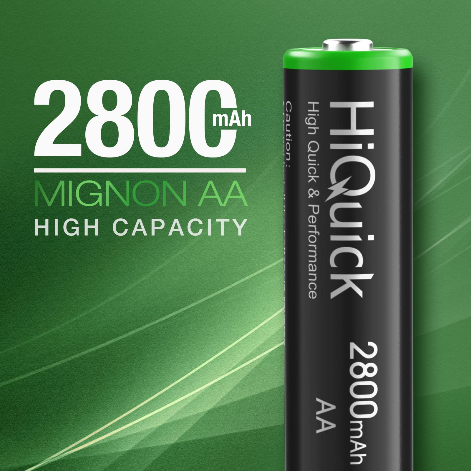 HiQuick AA Akku, NI-MH Mignon AA 2800mAh Akku, wiederaufladbare 1,2V AA batterien, 8 x Mignon AA 2