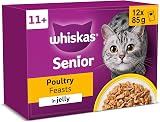 Whiskas Senior 11+ Poultry Feasts Wet Cat Food Pouches 12 x 85g Jelly