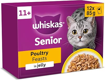 Whiskas Senior 11+ Poultry Feasts Wet Cat Food Pouches 12 x 85g Jelly