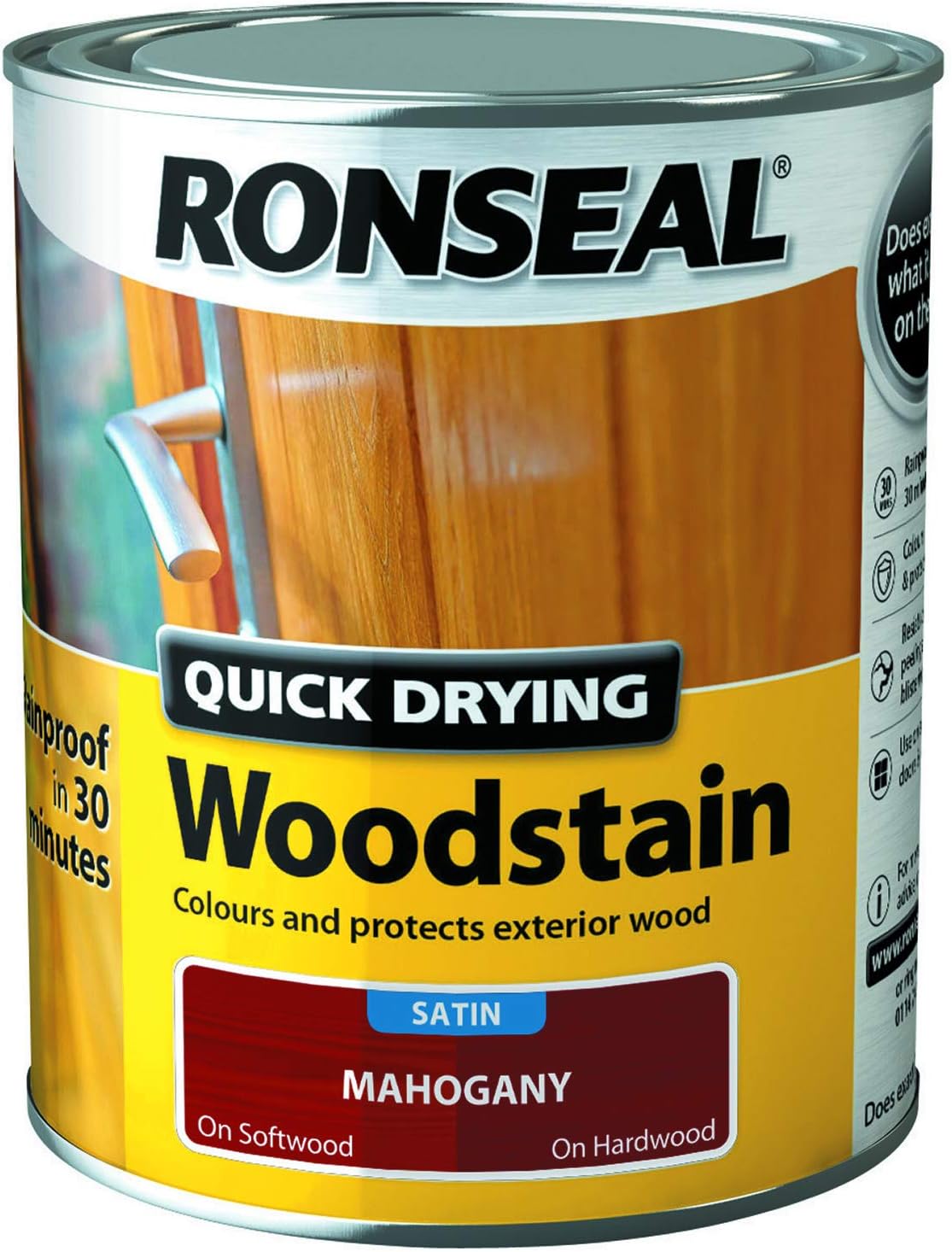 Ronseal Quick Drying Woodstain Satin Mahogany 750ml
